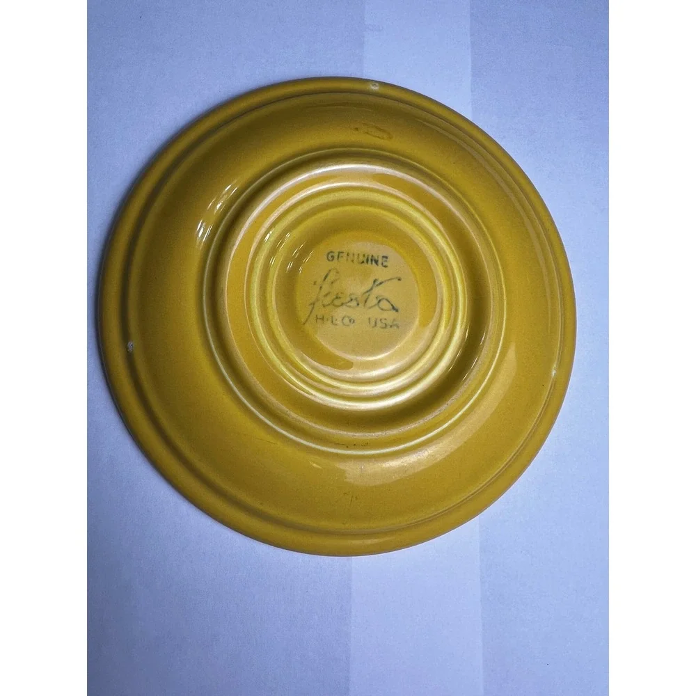 Vintage Genuine Fiesta Ware Yellow Saucer Plate Pottery HLC USA 6.25